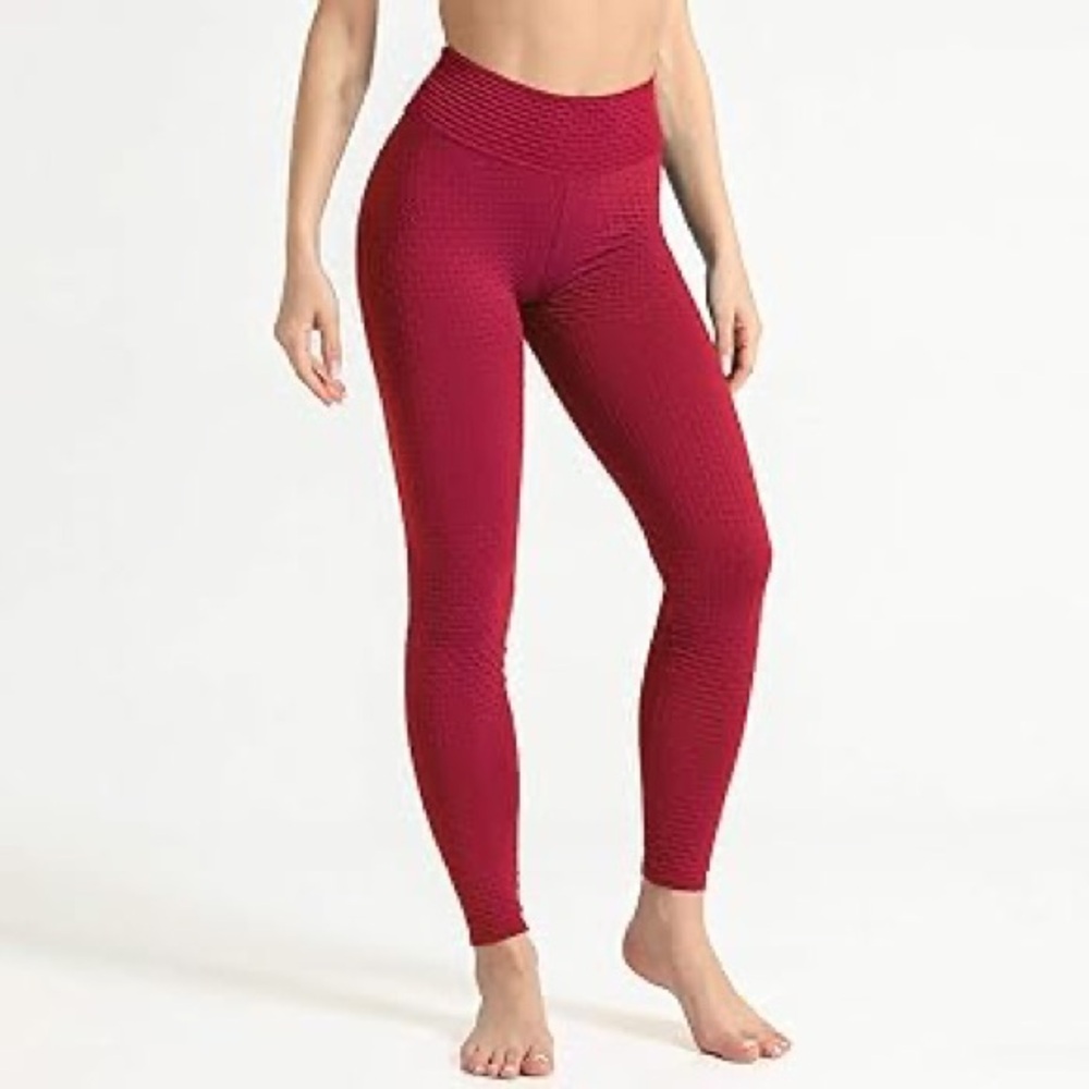 Brick Red High-Waisted compression butt scrunch Leggings